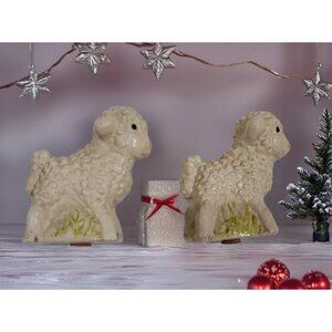Salt And Pepper Lamb Sheep Shakers MCM Japan Kitsch Orignal Cork Stoppers